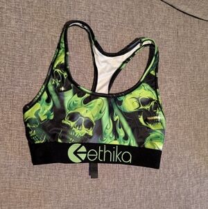 Ethika Green Skull Sports Bra